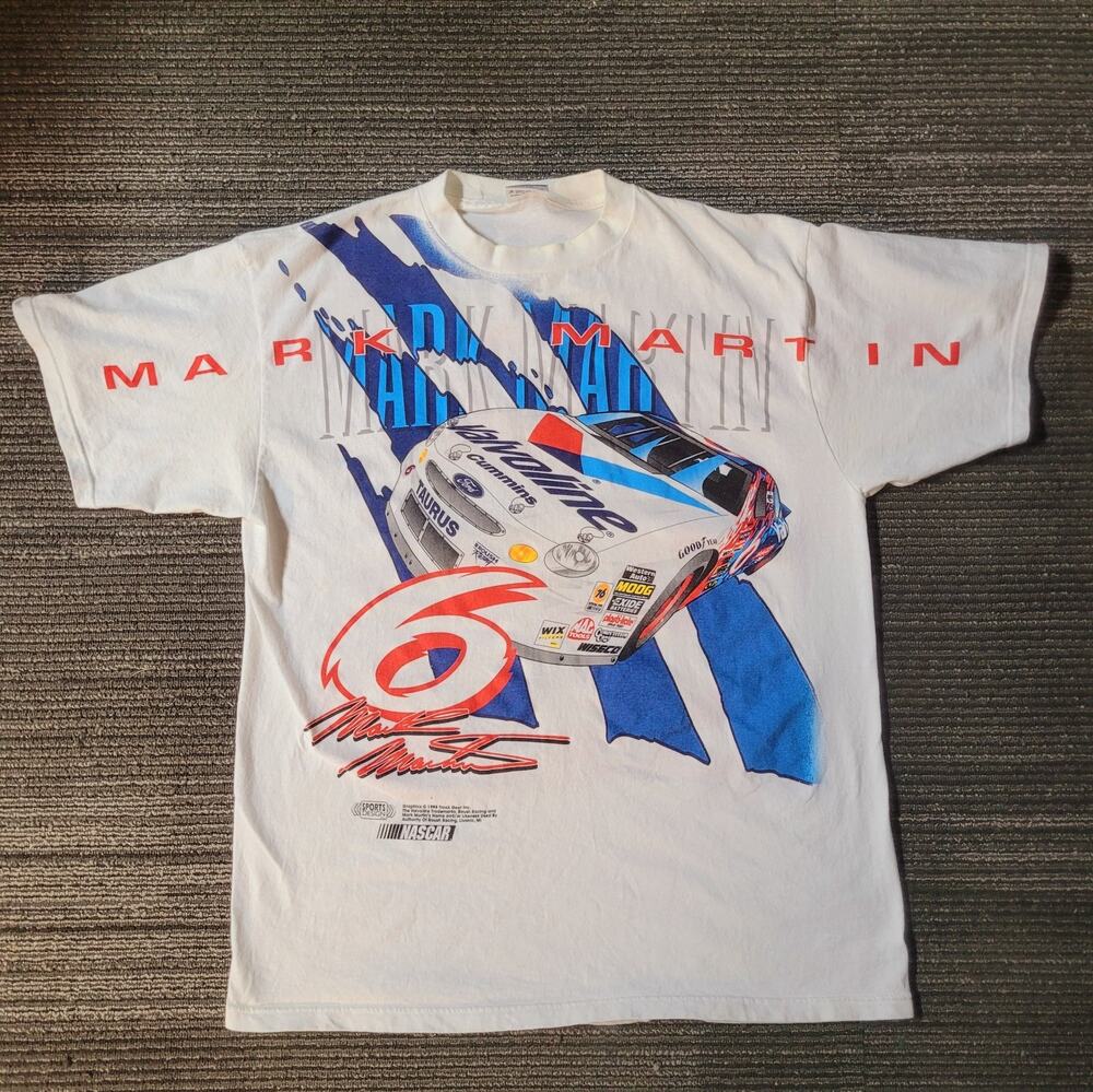 Tultex Valvoline Mark Martin X-Large White NASCAR Racing Graphic T-Shirt AOP XL